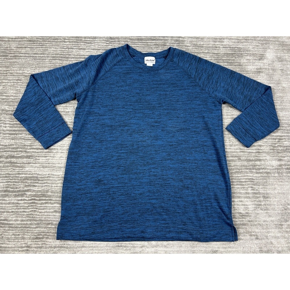 Anthony Richards T-Shirt Women 1X Blue Space Dye Raglan Sleeve Side Slit Top